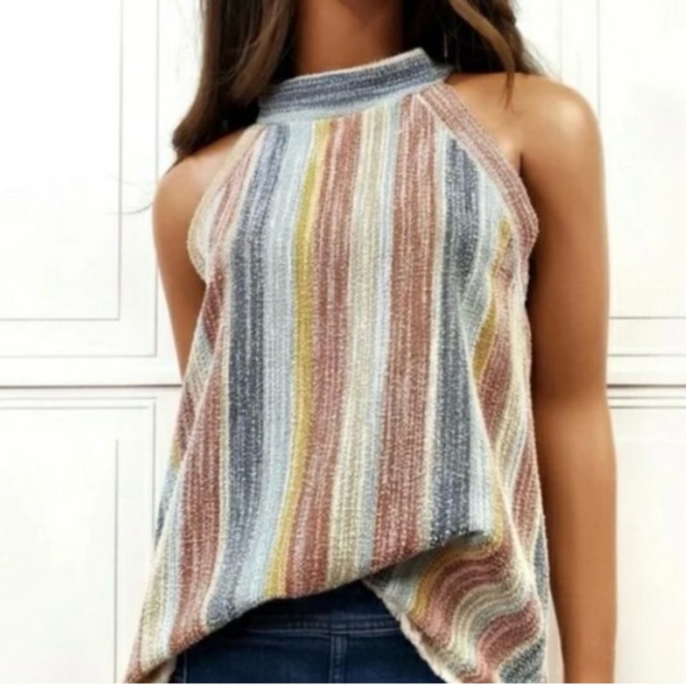 Anthropologie Multicolor Striped Halter Tank Top